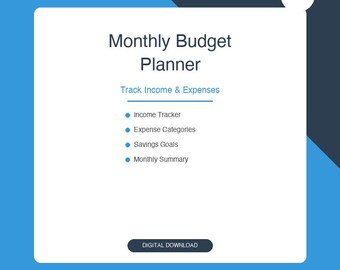 Monthly Budget Planner Template, Personal Finance Tracker, Expense Worksheet, Savings Goal Planner, Digital Download