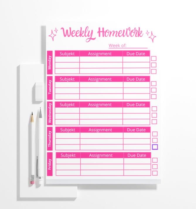 Editable Homework Planner Printable Digital Student Planner Assignment ...