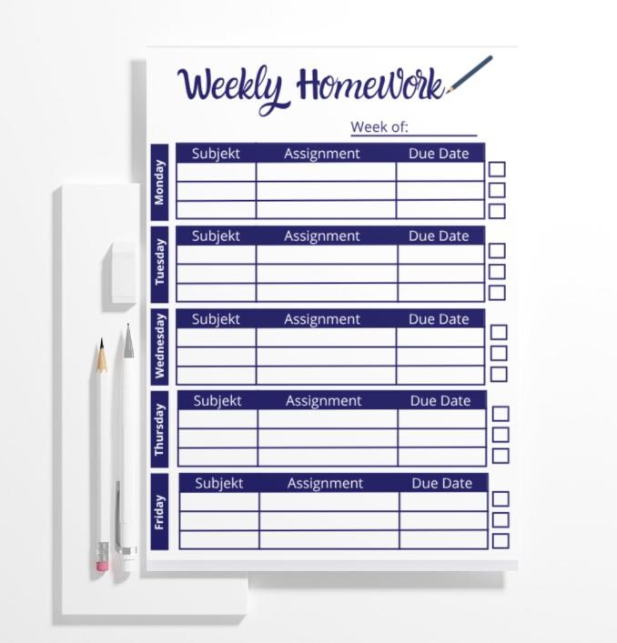 Editable Homework Planner Printable Digital Student Planner Assignment ...