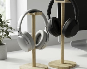 Wood Headphone Stand Minimalist Headset Holder Wooden Desk Organizer Universal Headphone Hanger Display Rack Desk Decor