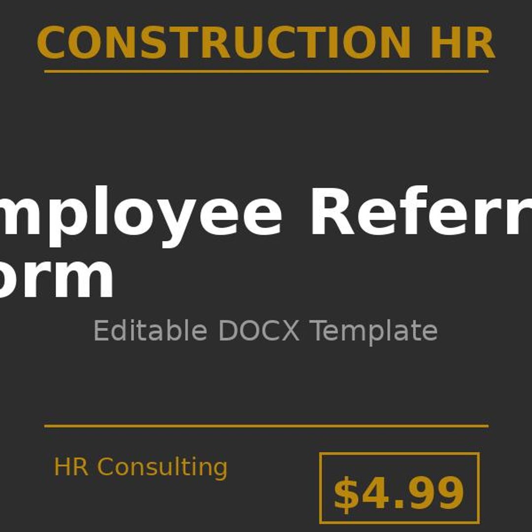 Basic Job Referral Form Template.pdf Employee Referral Form Template | Construction and Trades HR | Editable ...