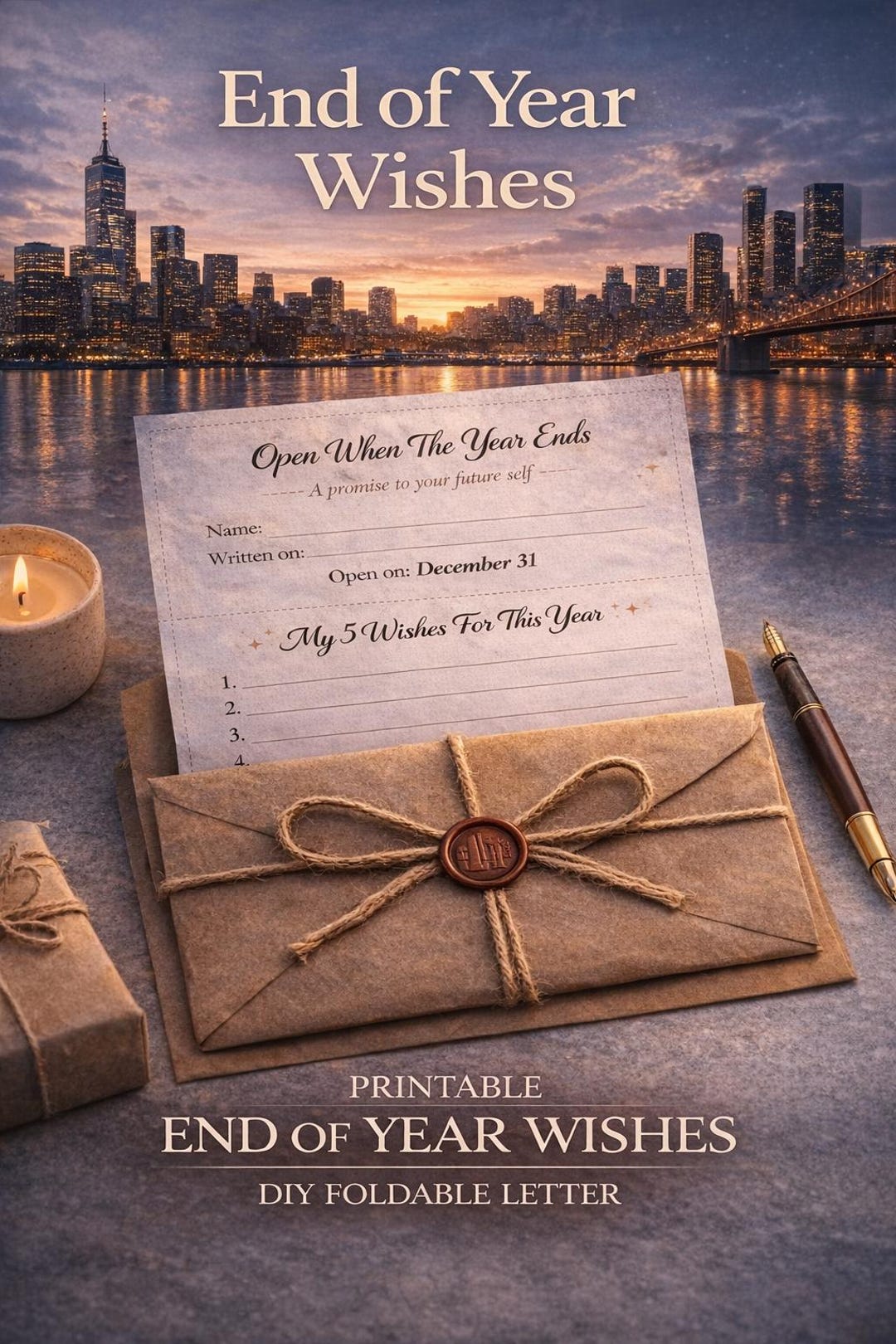 City Skyline Letter to Future Self, End of Year Reflection Printable ...