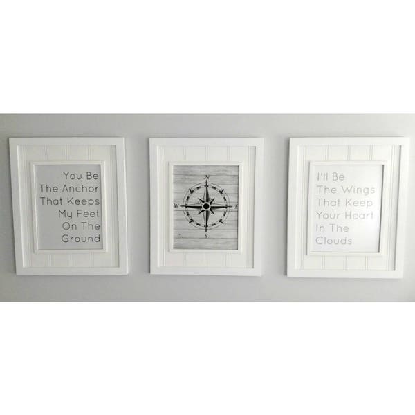 SIZE 11" x 14" DIGITAL DOWNLOAD prints - You Be The Anchor and I'll Be The Wings Quote -  (set of 3)