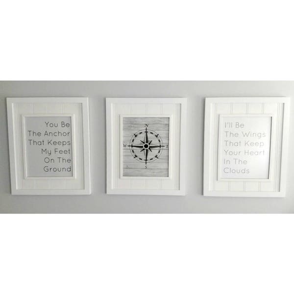 SIZE 5" x 7" (vertical or horizontal) DIGITAL DOWNLOAD prints - You Be The Anchor and I'll Be The Wings Quote -  (set of 3)