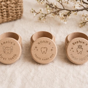 Tooth Fairy Box Personalized Wooden Tooth Fairy Coin Box Boy Girl Childrens Tooth Box Keepsake Christening Gift New Baby Shower Gift