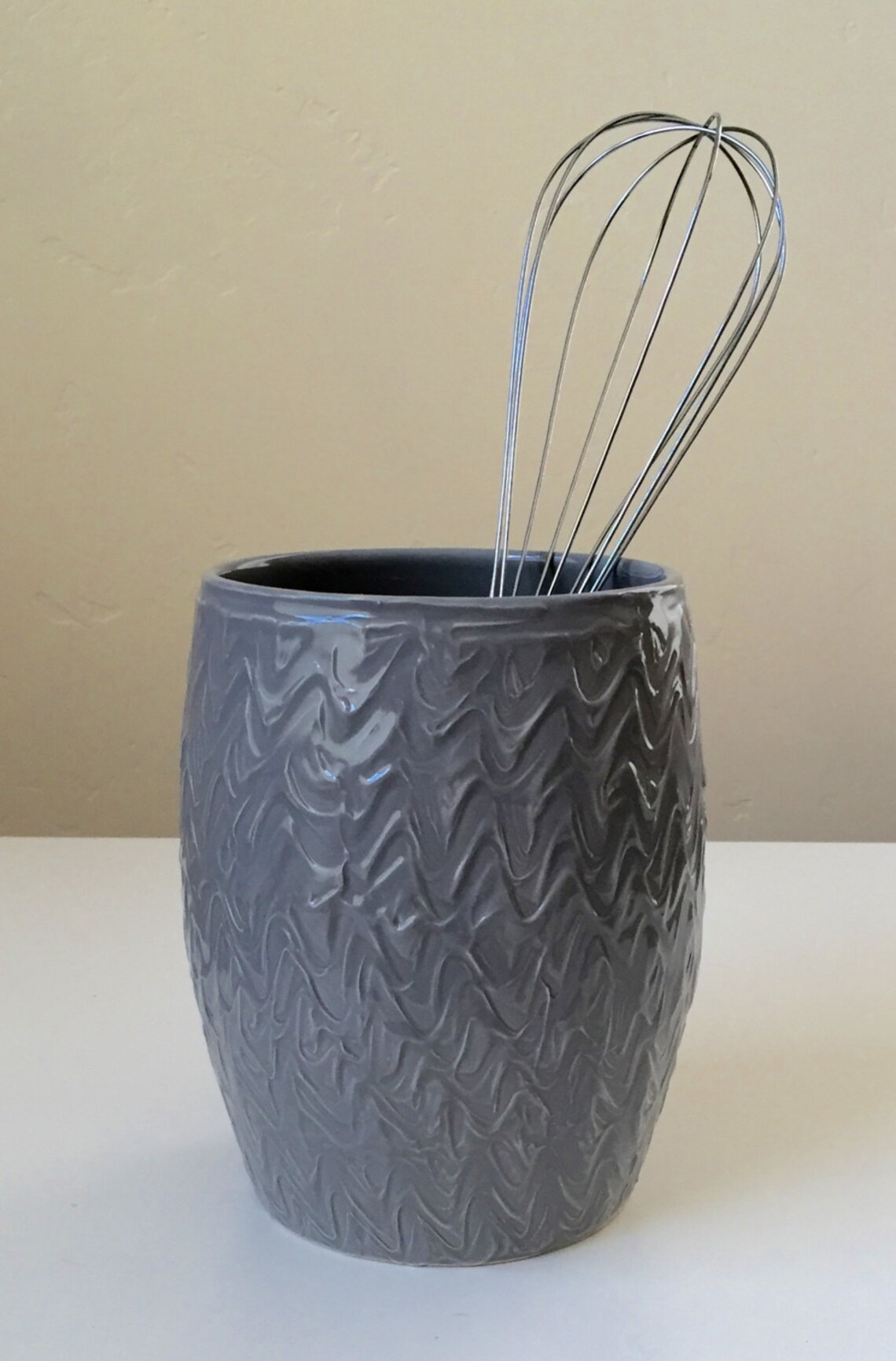 Gray Kitchen Utensil Vase Porcelain Etsy UK
