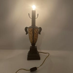 Vintage Tortoiseshell Glass Urn Lamp: Amber Mottled Neoclassical Accent Light