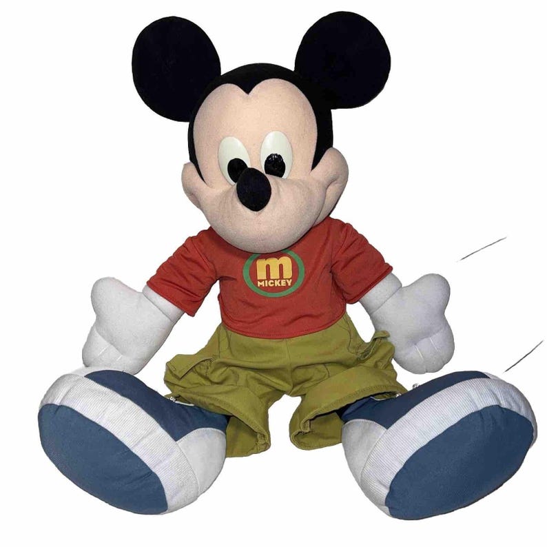 Raro Mickey Mouse de pelúcia vintage Y2K de 60 cm (2 pés) da Disney Toys R Us e shorts cargo da Fisher Price. imagem 6