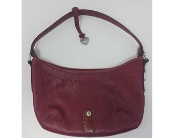 Vintage Brighton Burgundy Genuine Leather Shoulder Bag Fall Western Chic Classy