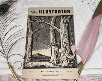 VTG 1942 The Illustrator Magazine Art Instruction Inc Winter Trees Ephemera