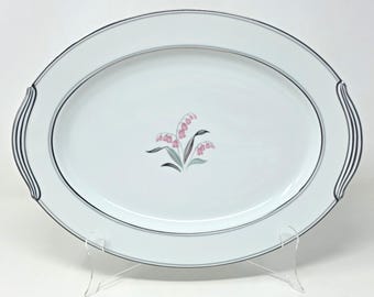 Vintage Noritake 5421 Crest pink Floral 14 in Oval Platter Porcelain Japan