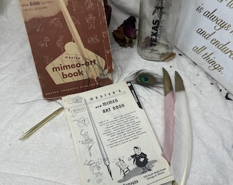 1950s Mimeograph Art Book, Mid Century Illustrations for Junk Journals