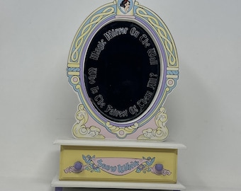 Vintage 1987 Schmid Disney Snow White Magic Mirror Music Jewelry Box - Plays Someday My Prince Will Come - 50th Anniversary Musical Wood Box