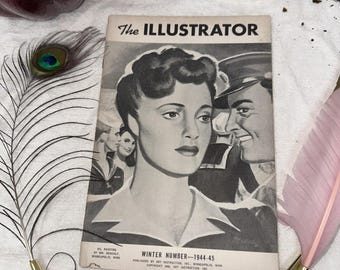 VTG 1944 The Illustrator Magazine WWII Military Art Decor Ephemera Junk Journal