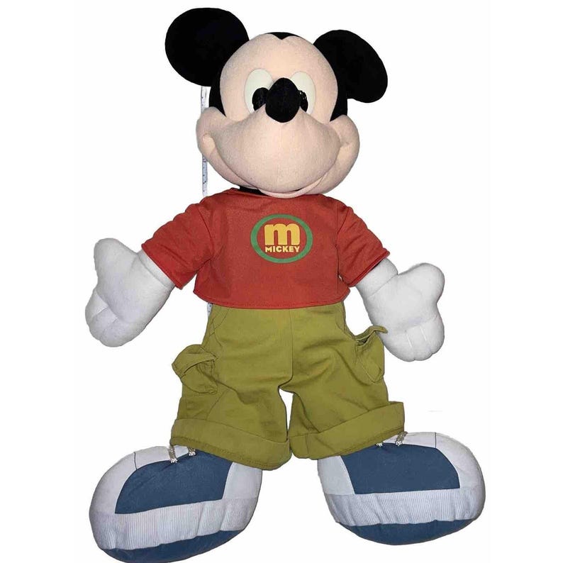 Raro Mickey Mouse de pelúcia vintage Y2K de 60 cm (2 pés) da Disney Toys R Us e shorts cargo da Fisher Price. imagem 2