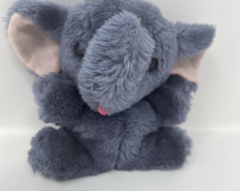 Rare VTG R Dakin Co Blue Gray Elephant Plush 1975 Korea 7" nut shell Stuffed