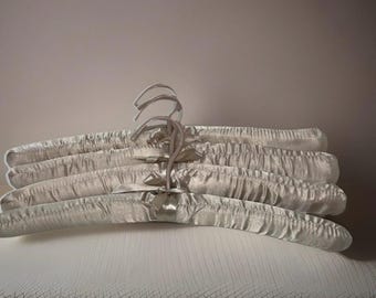 Set 4 Vintage 1980s Satin Padded beige Lingerie Bridal Hangers