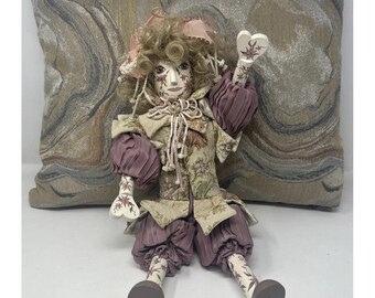 Vlasta Art Doll Pat Thompson 1986 Signed 18" Wood Cloth Shelf Sitter Scrivener's