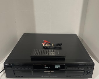 Vintage Sony CDP-CE235 5-Disc CD Carousel Changer - Tested with Remote & Cables