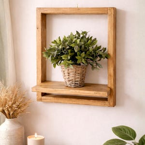 Estantería de pared de madera | Soporte para plantas | Decoración rústica | Estantería colgante hecha a mano