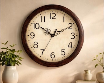 Vintage Silent Wall Clock Bronze Rustic Quartz