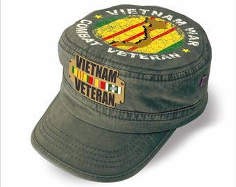 Gorra militar de veterano de Vietnam – Gorra de veterano de combate con cintas. Regalo de edición limitada.