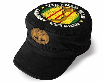 Gorra vintage de veterano de Vietnam – Insignia de médico de combate estilo militar