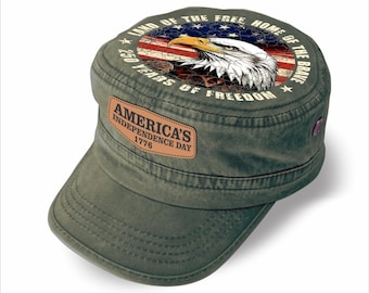 Gorra de cadete del 250 aniversario de EE. UU. – Gorra de algodón lavado con diseño de águila