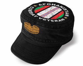 Gorra de veterano de combate de Afganistán – CAB Combat Action - Gorra militar desgastada de copa plana