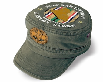 Gorra de veterano de la Operación Tormenta del Desierto – Gorra estilo militar de la Guerra del Golfo - Insignia médica de combate