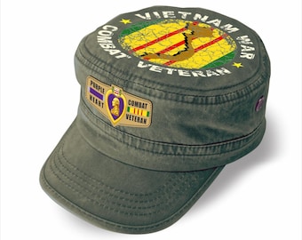 Gorra militar Corazón Púrpura para veteranos de Vietnam – Gorra de veterano de combate con cintas. Regalo de edición limitada.