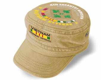 Gorra de veterano de Vietnam de la 4.ª División de Infantería – Gorra militar de algodón lavado