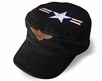 Gorra militar desgastada / Emblema de alas de aviador naval, gorra de cadete inspirada en la aviación