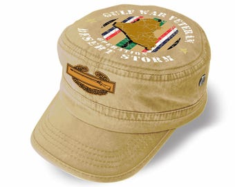 Gorra de veterano de la Operación Tormenta del Desierto – Gorra estilo militar de la Guerra del Golfo - Insignia de infantería de combate