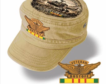 Veterano de Vietnam DUSTOFF con alas de vuelo MEDEVAC del Ejército – Gorro militar de algodón lavado