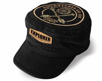 Gorra de explorador cadete – Gorra de estilo militar 100% algodón con diseño de brújula