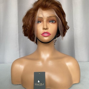 13 × 4 Lace Frontal Braun Pixie Cut Echthaar-Perücke – Natürlicher Look mühelos Stil