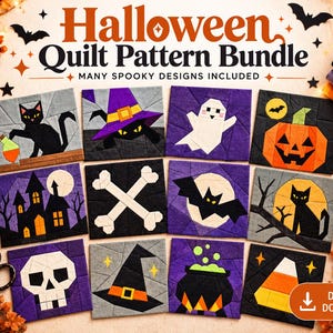 Halloween Quilt Pattern Bundle, Spooky FPP Designs (Digital Download)
