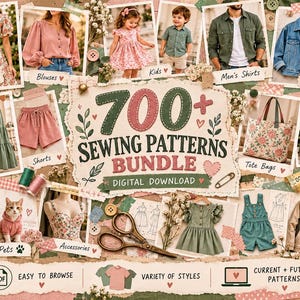 Ensemble de plus de 700 patrons de couture, guide du débutant, planificateur de projets (PDF)