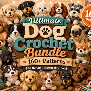 Paquete de más de 160 patrones de ganchillo para perros: Paquete PDF de amigurumi (descarga instantánea)