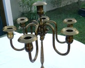 7 Taper Elegant Brass Pedastal Candelabra w extra parts, 6 Arm 1 Center