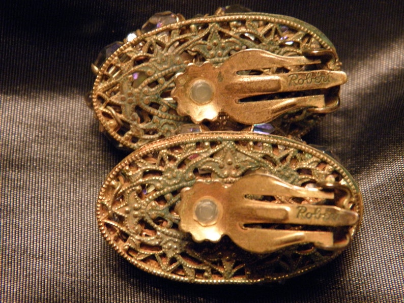 1940/'s Robert Pearl /& AB Crystals Vintage Earrings Miriam Haskell Rondels AB Crystals