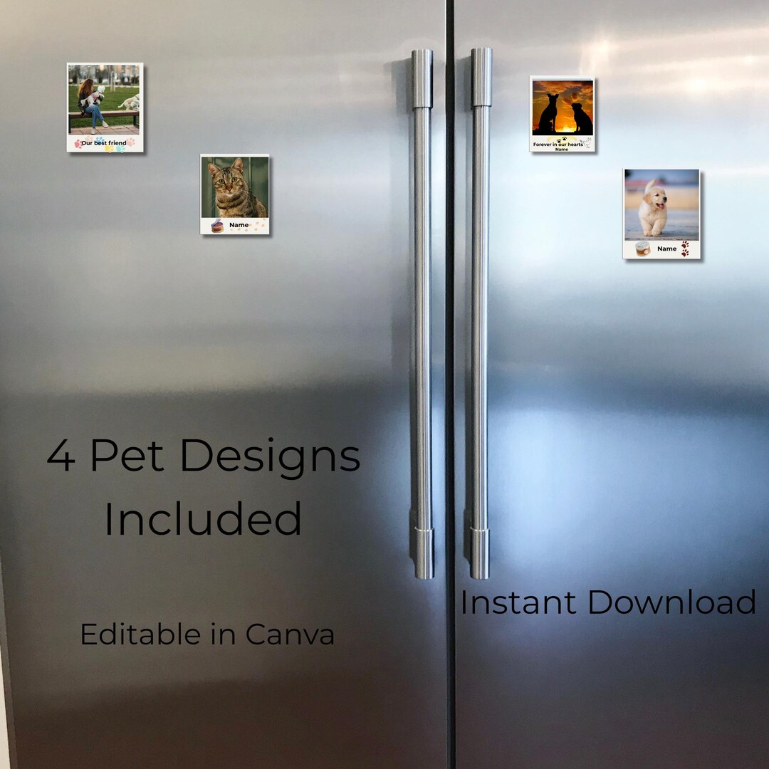 Custom Pet Photo Magnet Template Canva, Personalized Dog Cat Memorial ...