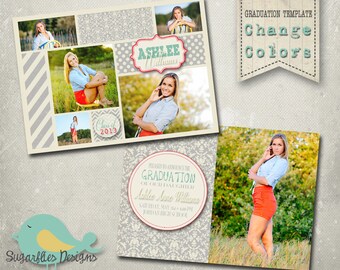 Graduation Announcement PHOTOSHOP TEMPLATE - Senior Graduation 14