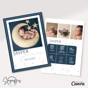 Annuncio di nascita modificabile, biglietto per neonato, modello per fotografia di neonato, annuncio di neonato, biglietto per neonato stampabile, annuncio di neonato maschio