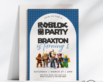 Roblox Birthday Invitation, Roblox Invite, Game Party, Boys Roblox Birthday Invitation, Editable Template, Instant Download, Canva Template
