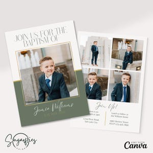 Faire-part de baptême garçon LDS, faire-part de baptême LDS minimaliste, carte de baptême garçon, invitation baptême, modèle Canva modifiable, téléchargement numérique