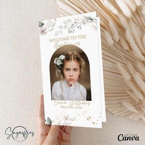 Programa de bautismo SUD, invitación de bautismo SUD, anuncio de bautismo SUD, tarjeta de bautismo, invitación floral de bautismo, plantilla de bautismo editable, Canva