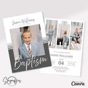Faire-part de baptême LDS pour garçons, faire-part de baptême LDS moderne, carte de baptême garçon, invitation baptême, modèle Canva modifiable, téléchargement numérique