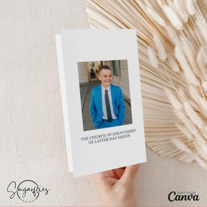 Plantilla de invitación moderna para el programa de bautismo SUD de oro (descarga digital) Plantilla de Canva imagen 3
